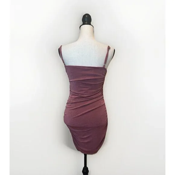 White Fox Dress Women’s Size Medium Pink Body Con Mini Cutout Spaghetti Strap - Picture 3 of 13